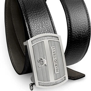 MARIO TREVI Men’s Black Ratchet Belt w Adjustable Slide w Automatic Buckle‎ NWT